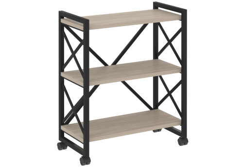 Стеллаж на колесных опорах Европа, цвет дуб аттик + черный