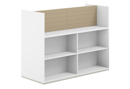 Стеллаж-комбо 2-сторонний с экраном тканевым высоким Фламинго, цвет белый + бежевый