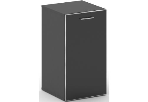 Шкаф узкий низкий левый со стеклом Милтон, цвет базальт