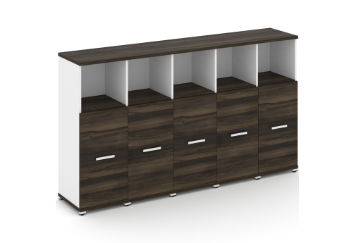 Шкаф пять узких секций 3 ниши (5 фасадов ЛДСП, 2 ниши) Динен, цвет дуб мали-белый