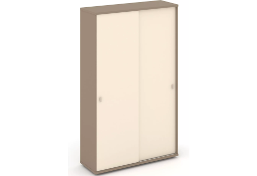 Шкаф-купе с полками, цвет латте + сатин