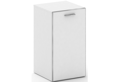 Шкаф узкий низкий левый со стеклом Милтон, цвет белый бриллиант