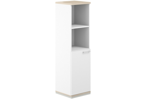 Шкаф левый 4 уровня полуоткрытый Фламинго, цвет белый + акация