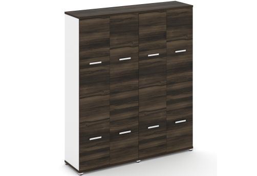 Шкаф две широкие секции 5 ниш (4 фасада ЛДСП, 2 ниши + 4 фасада ЛДСП, 3 ниши) Динен, цвет дуб мали-белый