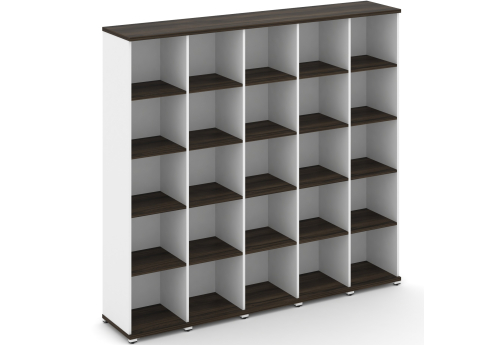 Стеллаж пять узких секций 5 ниш Динен, цвет дуб мали-белый