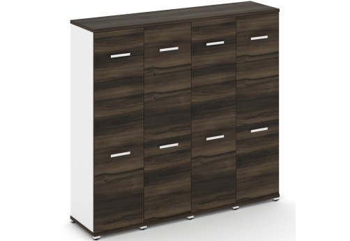 Шкаф четыре узкие секции 4 ниши (4 фасада ЛДСП, 3 ниши + 4 фасада ЛДСП, 1 ниша) Динен, цвет дуб мали-белый