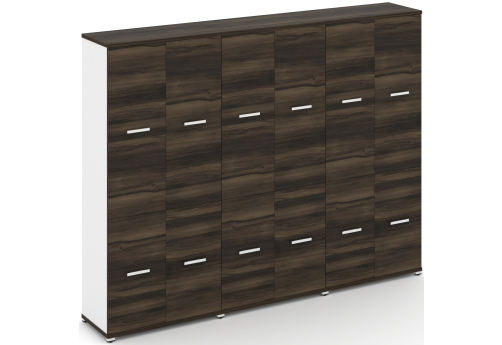 Шкаф три широкие секции 5 ниш (6 фасадов ЛДСП, 2 ниши + 6 фасадов ЛДСП, 3 ниши) Динен, цвет дуб мали-белый