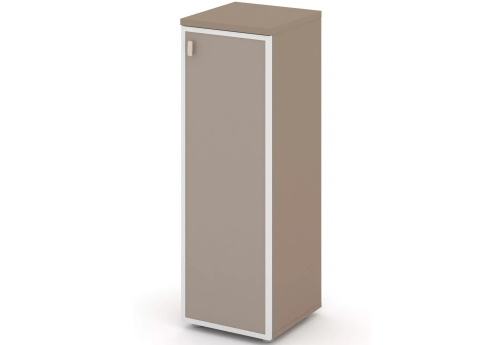 Шкаф средний узкий правый с высоким стеклом лакобель, цвет латте