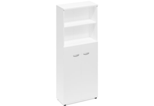 Шкаф высокий широкий (2 открытые полки) Мира Нумо, цвет белый премиум