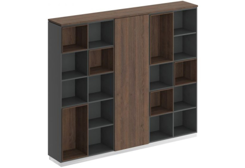 Шкаф открытый Римини, цвет дуб темный + антрацит + дуб темный