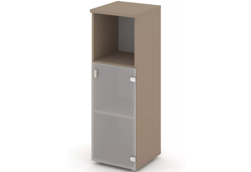 Шкаф средний узкий со стеклом правый (1 открытая полка), цвет латте