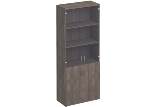 Шкаф для документов со стеклом Прайм, цвет шамони темный