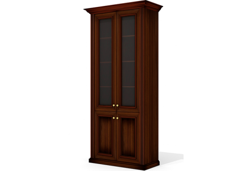 Шкаф высокий со стеклом Альберо, цвет орех темный