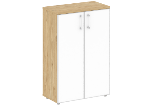 Шкаф средний широкий (стекло лакобель), цвет тиквуд светлый + белый