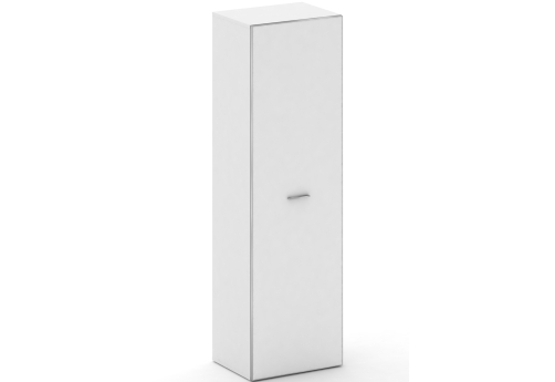 Гардероб узкий со стеклом Милтон, цвет белый бриллиант