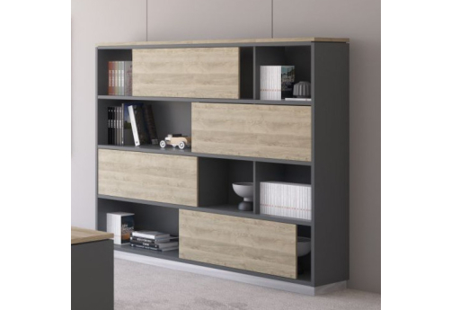 Шкаф-купе Римини, цвет дуб светлый + антрацит + дуб светлый