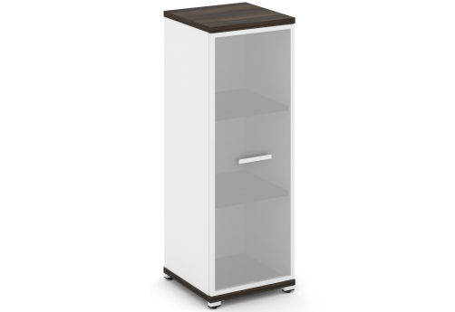 Шкаф одна узкая секция 3 ниши (фасад стекло белое матовое в раме, 3 ниши) Динен, цвет дуб мали-белый