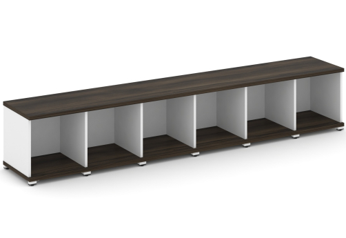 Стеллаж шесть узких секций 1 ниша Динен, цвет дуб мали-белый