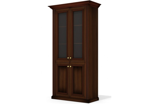 Шкаф высокий со стеклом Альберо, цвет орех темный