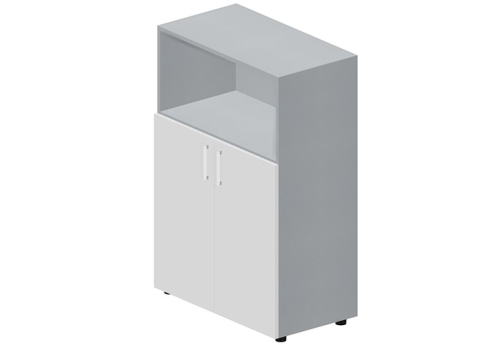 Шкаф средний с открытой полкой Кристо Директ, цвет белый + титан