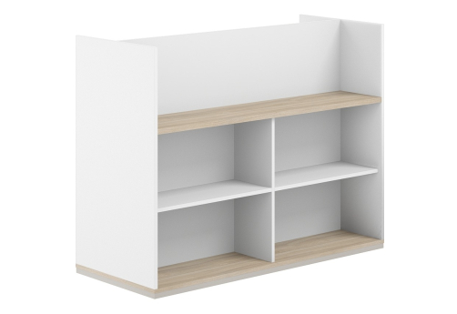 Стеллаж-комбо 2-сторонний с экраном ЛДСП Фламинго, цвет белый + акация