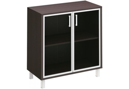 Шкаф низкий широкий со стеклом Сидней, цвет венге