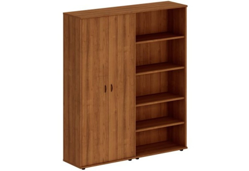 Шкаф комбинированный высокий (закрытый + стеллаж) Мансберг, цвет орех