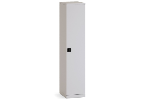 Гардероб металлический узкий 2 полки + штанга (универсальный правый/левый), цвет белый