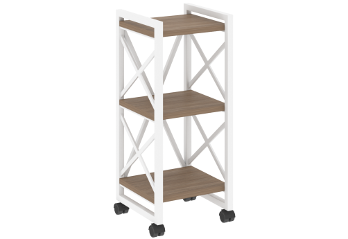Стеллаж на колесных опорах Европа, цвет дуб аризона + белый