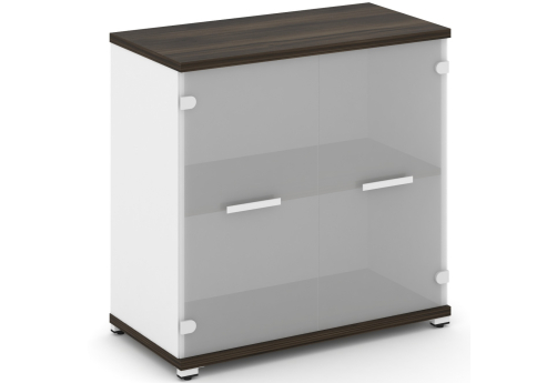 Шкаф одна широкая секция 2 ниши (2 фасада стекло белое матовое, 2 ниши) Динен, цвет дуб мали-белый