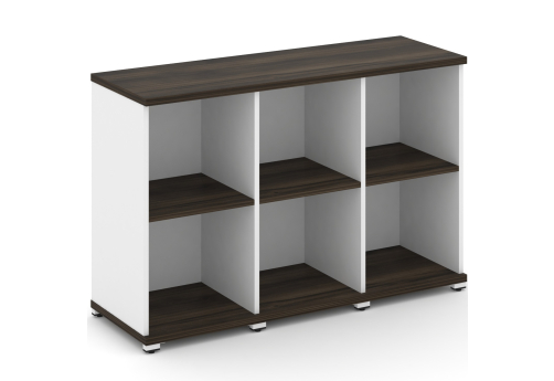 Стеллаж три узкие секции 2 ниши Динен, цвет дуб мали-белый