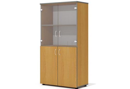 Шкаф средний широкий (2 низкие двери, со стеклом) Колибри, цвет ольха
