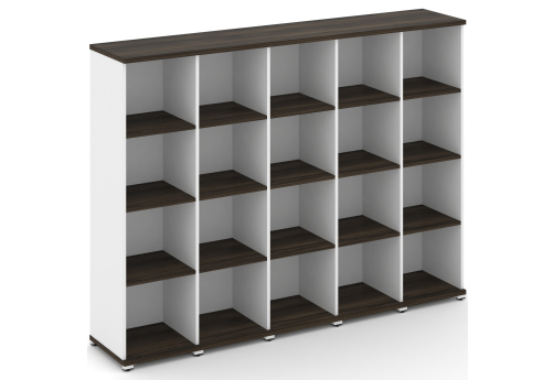 Стеллаж пять узких секций 4 ниши Динен, цвет дуб мали-белый