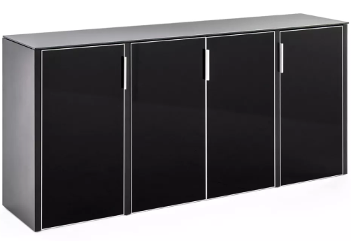 Шкаф низкий со стеклом, цвет черный