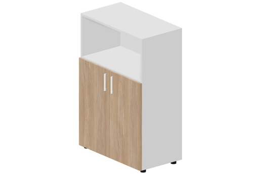 Шкаф средний с открытой полкой Кристо Директ, цвет светлый дуб + белый