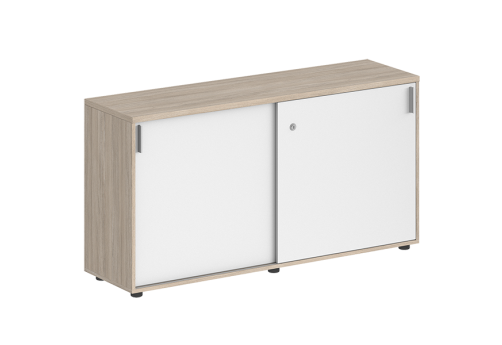 Шкаф-купе низкий с замком Индиго Вуд, цвет дуб светлый + белый