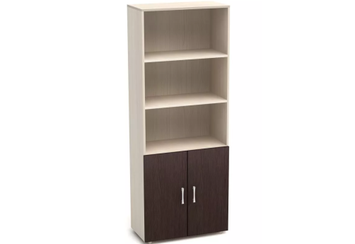 Шкаф высокий (три открытые полки), цвет венге + дуб молочный