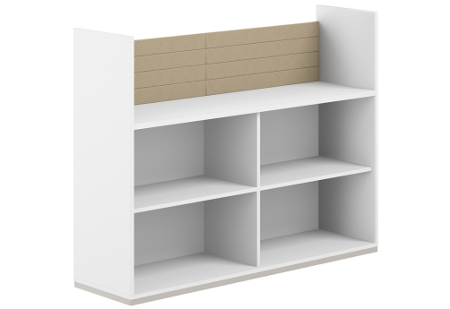 Стеллаж-комбо 1-сторонний с экраном тканевым низким Фламинго, цвет белый + бежевый