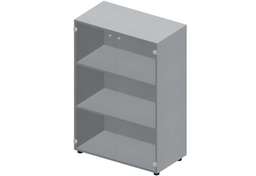 Шкаф средний с тонированным стеклом Киви, цвет титан