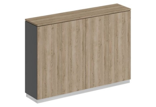 Шкаф для документов закрытый средний Римини, цвет дуб светлый + антрацит + дуб светлый