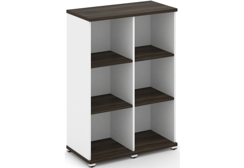 Стеллаж две узкие секции 3 ниши Динен, цвет дуб мали-белый