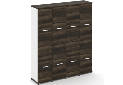 Шкаф четыре узкие секции 5 ниш (4 фасада ЛДСП, 2 ниши + 4 фасада ЛДСП, 3 ниши) Динен, цвет дуб мали-белый