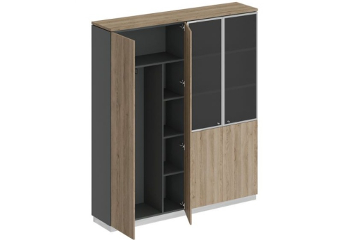 Шкаф комбинированный гардероб с полками Римини, цвет дуб светлый + антрацит + дуб светлый