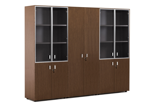 Шкаф комбинированный х 2 с гардеробом, цвет орех + хром