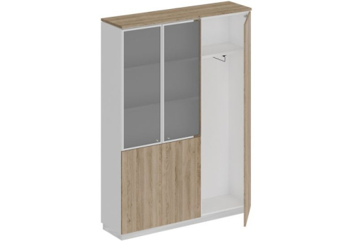Шкаф комбинированный с гардеробом Римини, цвет дуб светлый + белый + дуб светлый
