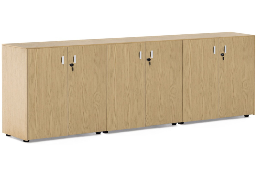 Шкаф 6 дверей, цвет светлый дуб + хром