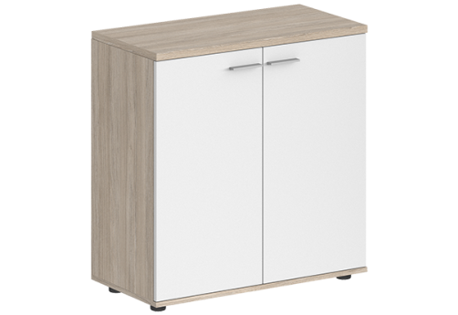 Шкаф низкий 2 двери с задней стенкой ЛДСП Индиго Вуд, цвет дуб светлый + белый