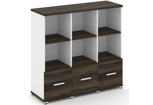 Шкаф три узкие секции 3 ниши (3 фасада ЛДСП, 1 ниша) Динен, цвет дуб мали-белый