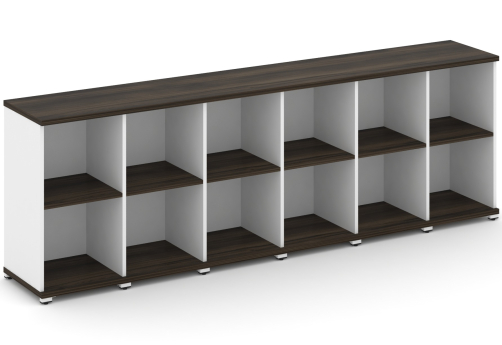 Стеллаж шесть узких секций 2 ниши Динен, цвет дуб мали-белый