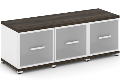 Шкаф три узкие секции 1 ниша (3 фасада стекло белое матовое в раме, 1 ниша) Динен, цвет дуб мали-белый